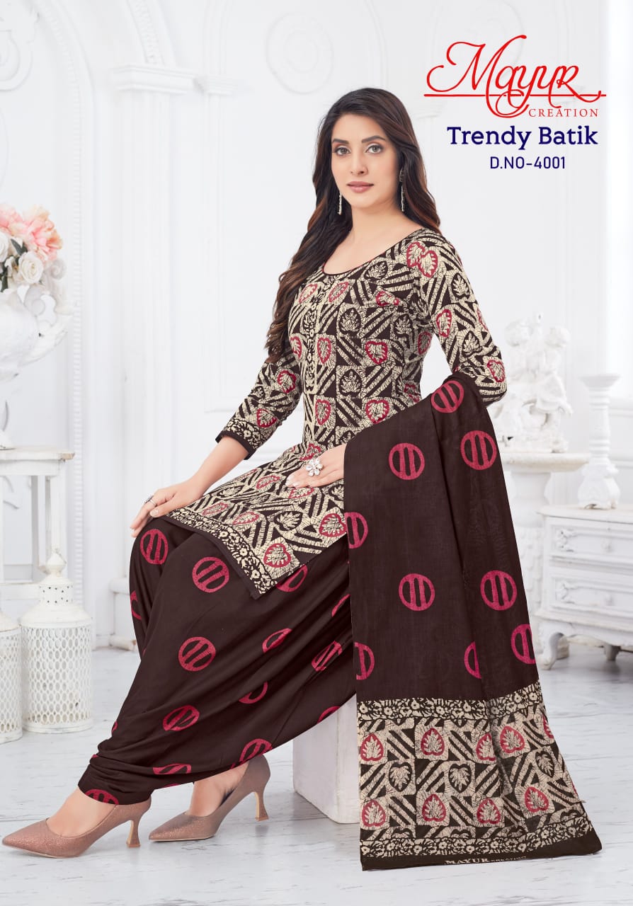 Trendy Batik Vol 4 By Mayur Printed Cotton Dress Material Wholesale Market In Surat